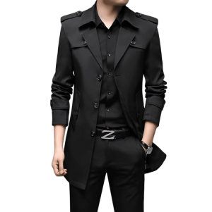 جاكيت طويل رجالي جوخ أنيق | معطف رجالي شتوي فاخر واقٍ من المطر