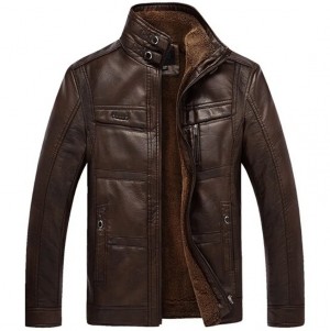 جاكيت جلد رجالي 2025 ماركة عالية الجودة | جاكيت بفرو داخلي وصوف شتوي أنيق للأعمال والكاجوال