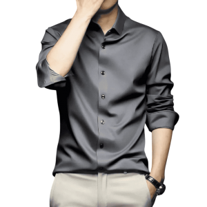 قميص رجالي فاخر بأكمام طويلة - مقاوم للتجاعيد وغير قابل للكي | 6XL