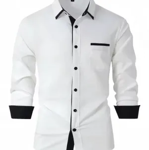 قميص رجالي مصمم 2025 - نظام مشبك سهل الاستخدام | مقاسات كبيرة 6XL